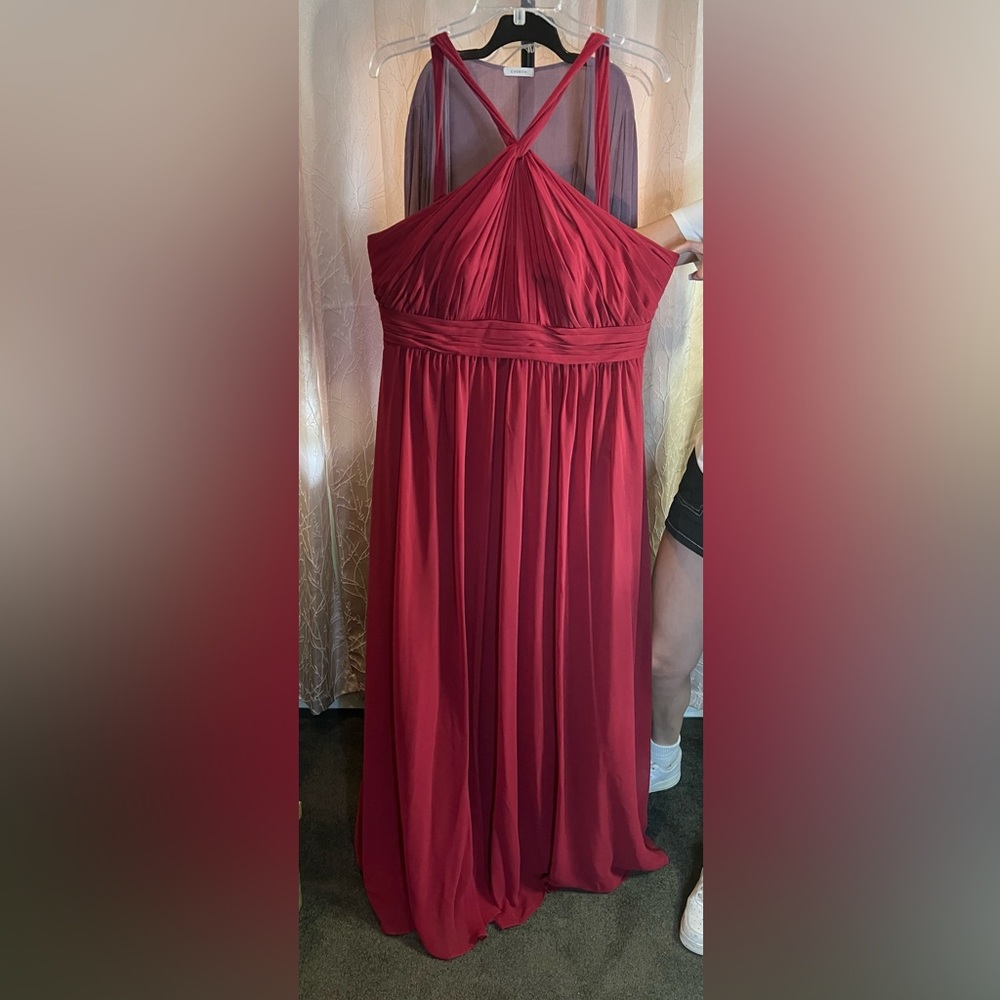 Azazie Red Pleated Sweetheart Maxi Gown